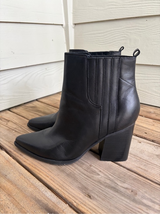 Marc Fisher Shoes - Marc Fisher MLoshay Black Leather Chelsea Ankle Boots Pointed Toe Block Heel‎ 12